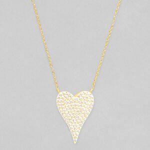 18K Gold Plated Chain With Zircon Studded Heart Pendant Necklace