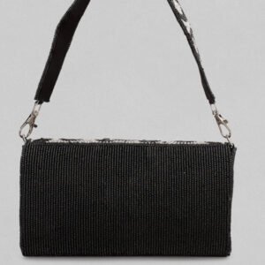 Black And White Beaded Sling Bag