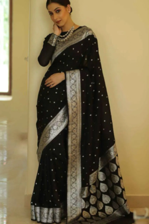 Black kanjivaram silk saree collection