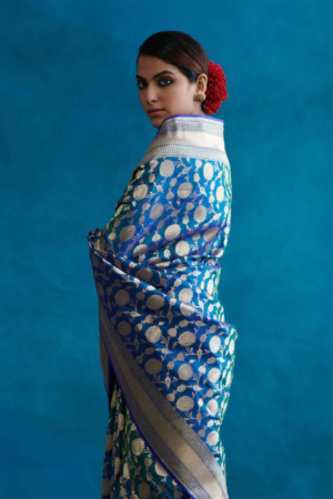 Blue kanjivaram silk saree