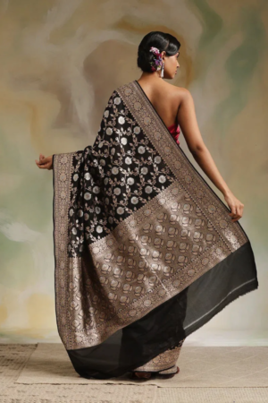 Black kanjivaram silk saree