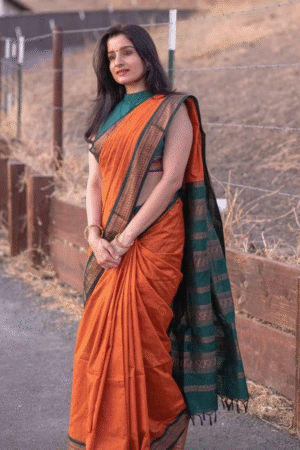 MC 610 ORANGE GREEN Banarasi silk saree collection