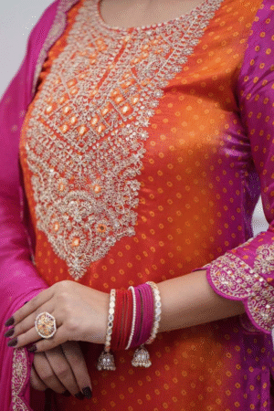 KUSUMA M-06 Pure Chinon Silk Suit With Bottom And Dupatta