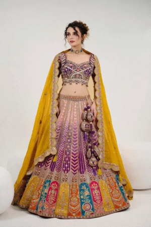 Nishtha Purple Multi Bridal Designer Lehenga Choli Collection