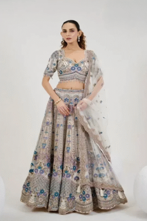 Nishtha White And Blue Bridal Designer Lehenga Choli Collection