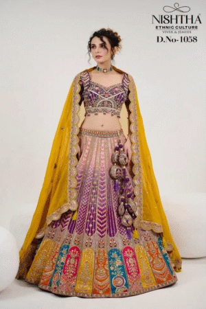 Nishtha Purple Multi Bridal Designer Lehenga Choli Collection