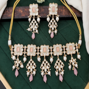 Traditional Kundan Pearl Drop Necklace Set