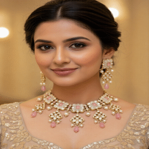 Traditional Kundan Pearl Drop Necklace Set