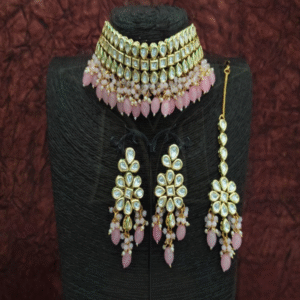 Kundan Stones Clustered Pearl Jewellery Choker Necklace set
