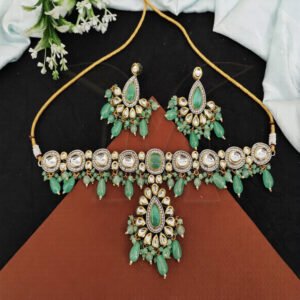 Beautiful Designer White Rodium Party Wear Necklace Set