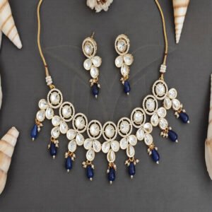 Kundan Jewellery High Gold Polish Party Wear Beautiful Kundan Short Necklace Set