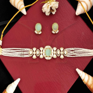 Full Stone Designer Wear Kundan Choker Necklace Set