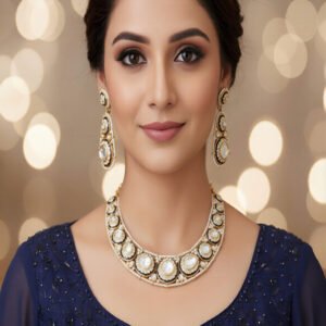 Designer Kundan Necklace Set with Matching Earrings