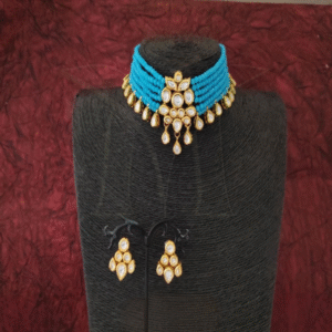 Designer Party wear High Gold Polish Kundan Choker Style Necklace Set