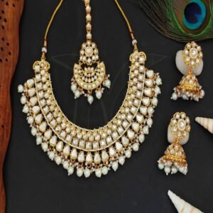 Kundan Jewellery Pearl Party Wear Necklace Set
