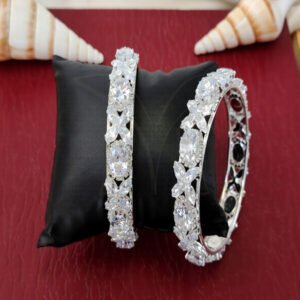 Premium AD Stone Studded Floral Bangles Pair