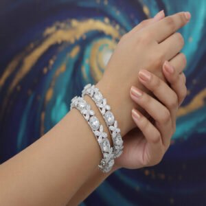 Premium AD Stone Studded Floral Bangles Pair