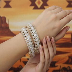 American Diamond Square Cut Designer Bangles Set