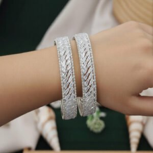 Premium AD Baguette Stone Sparkling Bangles Set