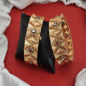 Antique Jewellery Design Rajwadi Polish Party Wear 2 Bangles Set