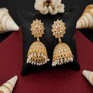 Antique Jewellery Fancy Design High Gold Polish Jhumka Earrings