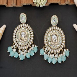 Designer Beautiful Mehendi Polish Clustered Pearl Party wear Earrings