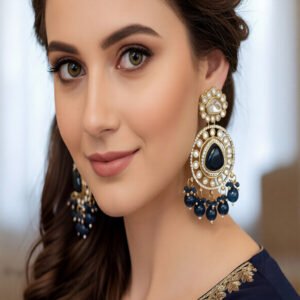 Kundan Jewellery Mehendi Polish Fancy Design Earrings