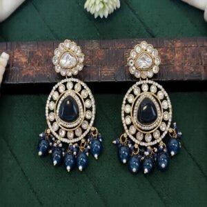Kundan Jewellery Mehendi Polish Fancy Design Earrings