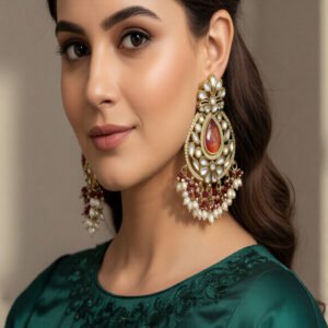 Antique Design Mehendi Polish Full Stone Fancy Style Earrings