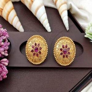 Designer Rajwadi Polish Full Stone Fancy Style Earrings