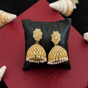 Dome Shape Flower Jhumki Polki Earrings