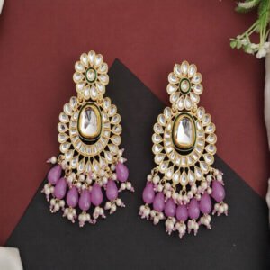 Designer Party Wear Fancy Style Kundan Earrings Set