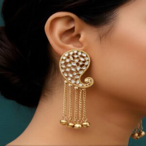 Traditional Kundan Handcrafted Chain Drop Earrings