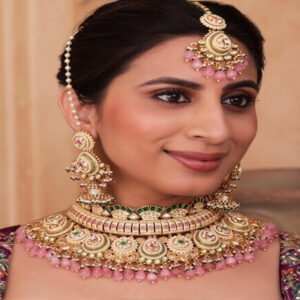 Kundan Designer High Gold Polish Fancy Style Choker Necklace Set