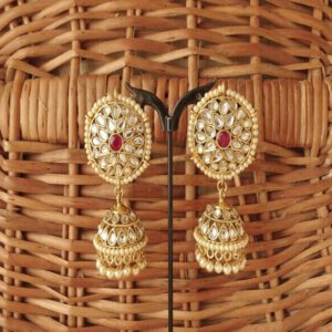 Delicate full stone polki jhumka earring