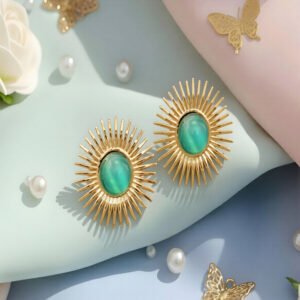 Sunburst Design Statement Stud Earrings for Women