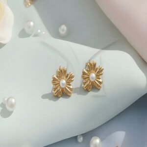 Trendy Contemporary Floral Statement Stud Earrings