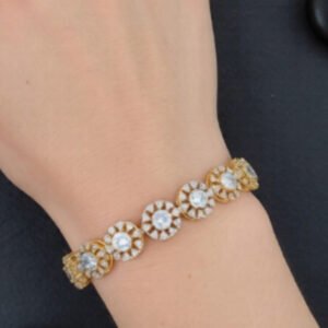 American Diamond Two Tone Polish CZ Full Stone Bracelets