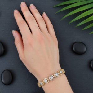 American Diamond Two Tone Polish CZ Full Stone Bracelets