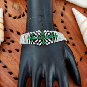 Heavy White Rodium American Diamond Bracelet