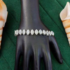 White Rodium American Diamond Party Wear Bracelet