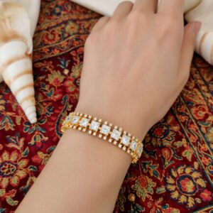 AD CZ Stone High Gold Polish Fancy Bracelets