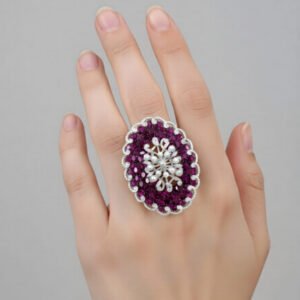 Fancy Designer AD Finger Ring with Pearl Floral Design