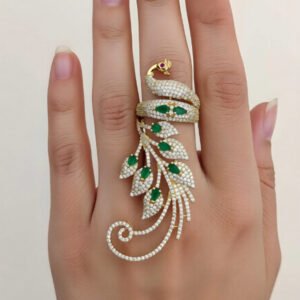 Peacock Design AD Mehandi Finger Ring for Women