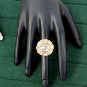 Ethnic High Gold Kundan Stone Adjustable Finger Ring