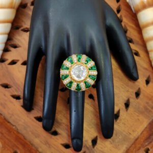 Elegant Kundan CZ Adjustable Finger Ring