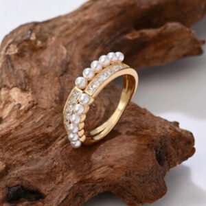 Pearl Crystal Adjustable Finger Ring
