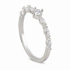 Minimalist White Rhodium Stone Ring for Women