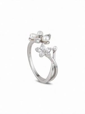 Elegant Pearl Stone Studded Fashion Ring