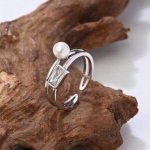 Western Pearl Stone Designer Adjustable Ring